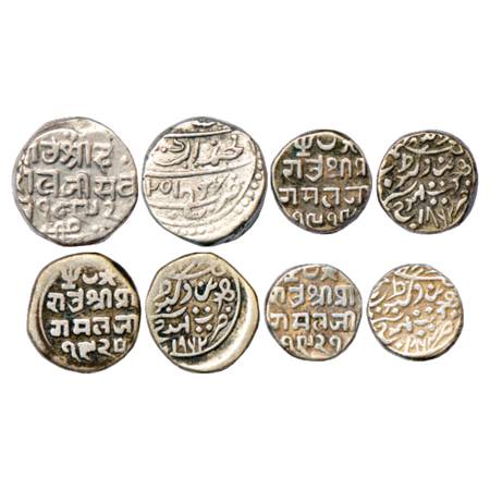 Kutch, Silver Coins (4), 1x Deshalji II, Silver Kori, VS 1892/AH x251, DR-K 155.6 and 3x P