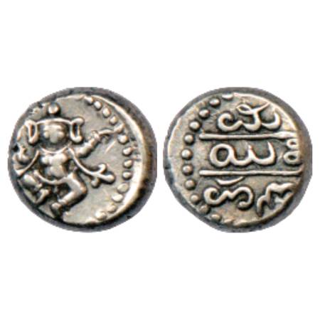 Mysore , Dewan Purniya regent of Krishnaraja Wodeyar (1799-1810 AD), Silver 2/3 Pavali, ND