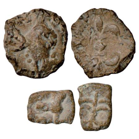 Western Kshatrapas, two uninscribed lead coins attributed to Nahapana (33-78 AD), Newase-P