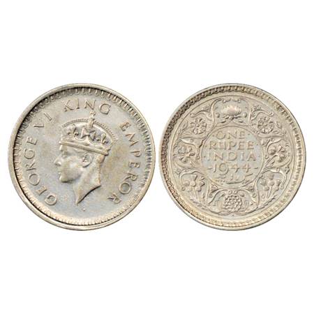 George VI , Half Silver Rupee, Mule, 1944, Bombay Mint, Ba/II/diamond, unlisted in major r