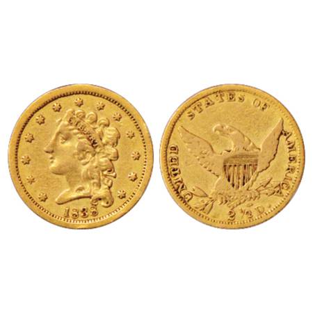 United States of America , Gold 2½ Dollar, 1938, 4.07g. Obv: Classic head left within circ