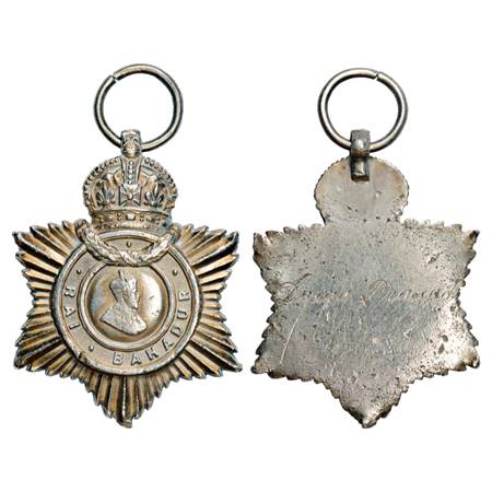 George V , 'Rai Bahadur' Title Badge, Silver, 40.16g. Portrait bust of King George V facin