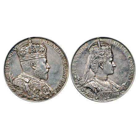Edward VII , Coronation Medal, 9th August 1902, Silver, 85.86g. Obv: Crowned bust of Edwar