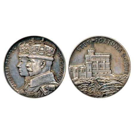 George V , Silver Jubilee Domus Medal, 1910-1935, Silver, 15.72g. Obv: Conjoined effigies 