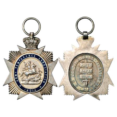 British India , Second White Star, Silver, 41.10g. St. George facing right; inscription AR