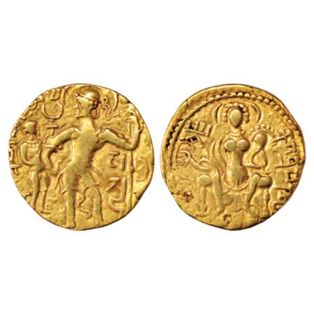 Gupta Empire, Samudra Gupta (350-375 AD), Gold Dinar, 'Battle Axe' type, Altekar Class I, 