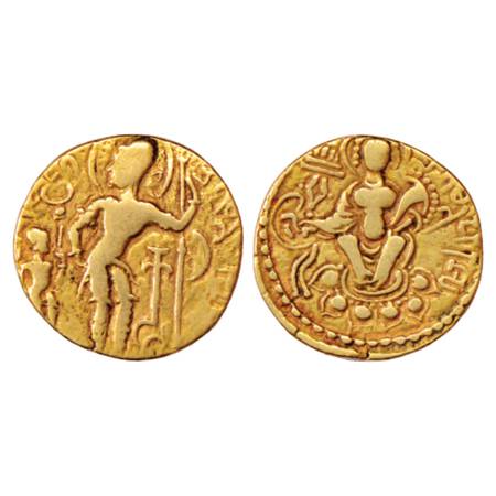 Gupta Empire, Samudra Gupta (350-375 AD), Gold Dinar, 'Battle Axe' type, Altekar Class I, 