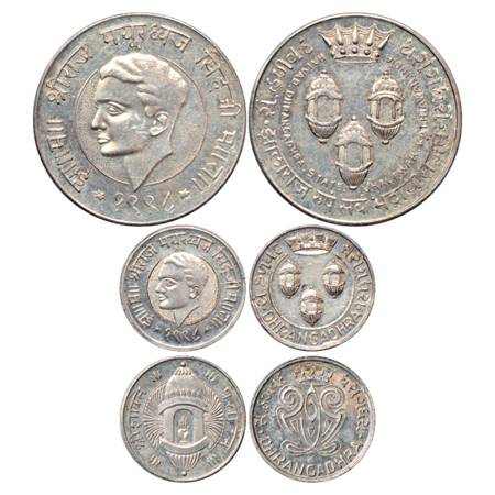 Dhrangadhhra , Mayuradhvaja Singhji (1947-1948 AD), Three Silver Medallic issue commemorat