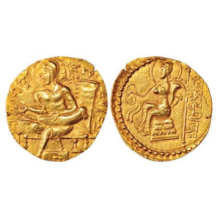 Gupta Empire, Samudra Gupta (350-375 AD), Gold Dinar, 'Lyrist' type, Altekar var. A, 7.35g