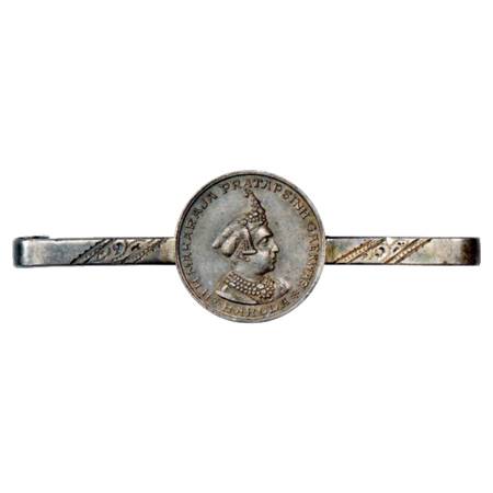 Baroda , Silver Badge, 5.41g, mounted on a tie pin. Portrait bust of Pratap Singh Gaikwad 