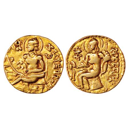 Gupta Empire, Samudra Gupta (350-375 AD), Gold Dinar, 'Lyrist' type, Altekar var. B, 7.70g