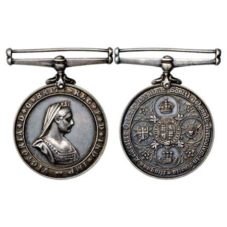 Victoria , Service Medal, 1898, Silver, 34.73g. Portrait bust of Queen VIctoria on obverse