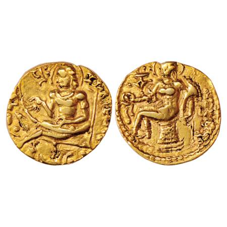 Gupta Empire, Samudra Gupta (350-375 AD), Gold Dinar, 'Lyrist' type, Altekar var. B, 7.77g