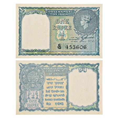 British India , George VI, 1 Rupee, 1940, signed by C.E. Jones, Serial No.: Q12 453606 in 