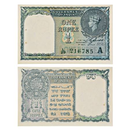 British India , George VI, 1 Rupee, 1940, signed by C.E. Jones, Serial No.: L29 216785, in