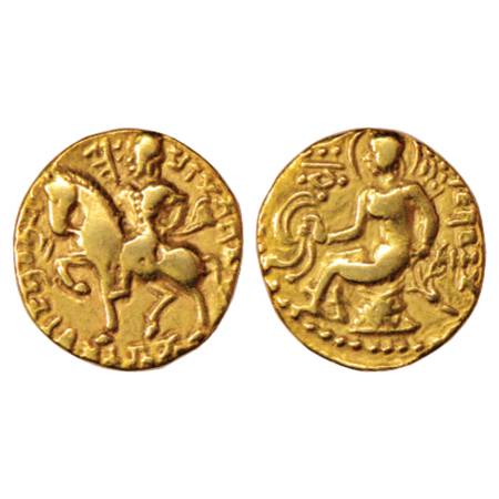Gupta Empire, Chandra Gupta II (375-415 AD), Gold Dinar, 'Horseman' type, Altekar Class I,