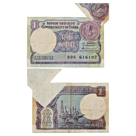 Republic of India , 1 Rupee, Error Note, signed by S. Venkitaraman, Serial No.: 89S 616197