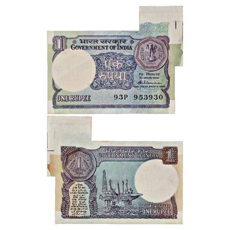 Republic of India , 1 Rupee, Error Note, signed by S. Venkitaraman, Serial No.: 93P 953930