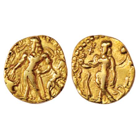 Gupta Empire, Chandra Gupta II (375-415 AD), Gold Dinar, 'Chhatra' type, Altekar Class II 