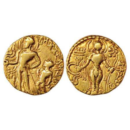 Gupta Empire, Chandra Gupta II (375-415 AD), Gold Dinar, 'Chhatra' type, Altekar Class II 