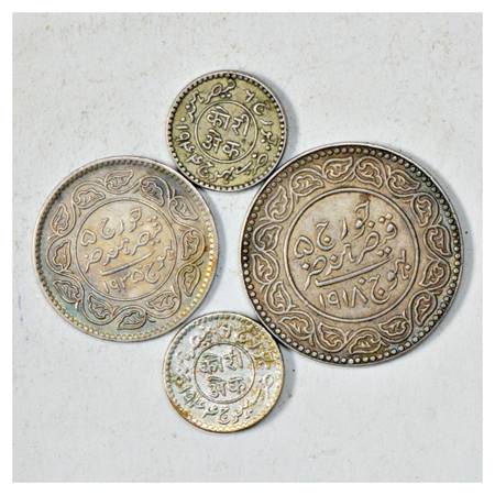 A group of 4 Kutch Silver Coins , includes 1x 5 Kori, 1x 2½ Kori and 2x 1 Kori, various da