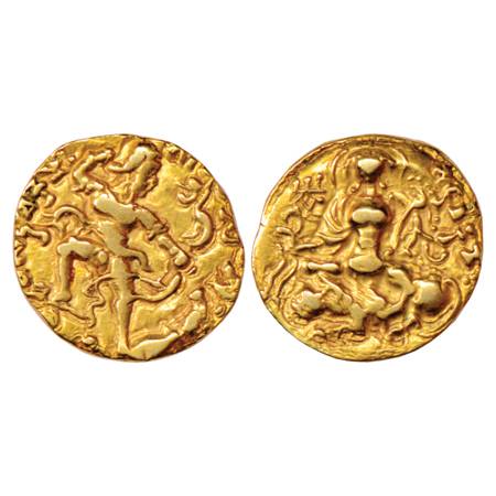 Gupta Empire, Chandra Gupta II (375-415 AD), Gold Dinar, 'Lion-slayer' type, Altekar Class