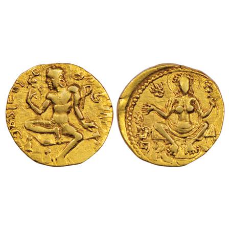 Gupta Empire, Chandra Gupta II (375-415 AD), Gold Dinar, 'Couch' type, Altekar var. C, 7.7