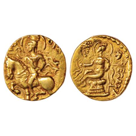Gupta Empire, Chandra Gupta II (375-415 AD), Gold Dinar, 'Horseman' type, Altekar Class I,