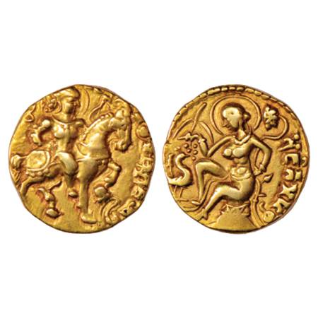 Gupta Empire, Kumara Gupta (415-450 AD), Gold Dinar, 'Horseman' type, Altekar Class II, va