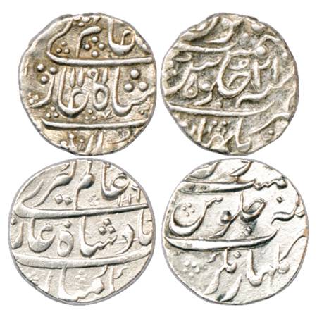 Indore, Silver Rupee (2), Malharnagar Mint, 1x in the name of Alamgir II, AH 116x and 1x S
