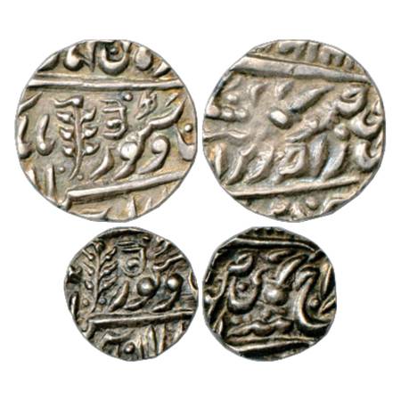Jodhpur, Jaswant Singh II (1873-1895 AD), Silver (2), Jodhpur Mint, ¼ Rupee, 2.86g and 1/8