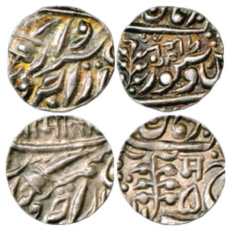 Jodhpur, Silver 1/8 Rupee (2), 1x Sardar Singh (1895-1911 AD), 1.42g, in the name of Queen