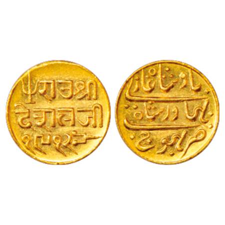 Kutch, Deshalji II (1819-1860 AD), Gold 25 Kori, 4.67g, in the name of Bahadur Shah II, VS