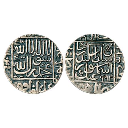 Sultans of Delhi, Suris, Sikandar Shah (1554?-1555 AD), Silver Rupee, Lahore Mint, AH 962,