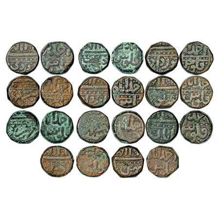 Akbar (1556-1605 AD), Copper Dam (11), Ahmadabad Mint, Farwardin, Ardibihisth, Khurdad, Ti