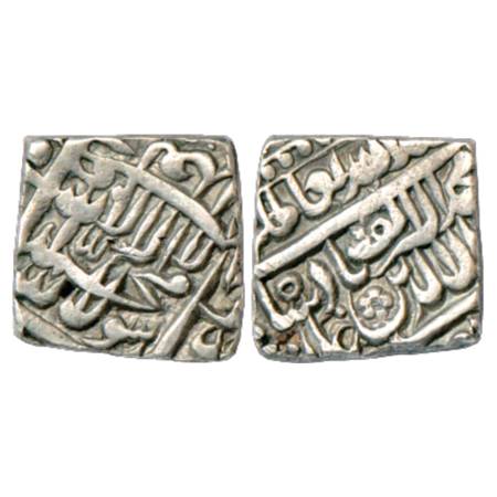 Akbar (1556-1605 AD), Silver Square ½ Rupee, Fathpur (off flan) Mint, AH Alf (1000), Liddl