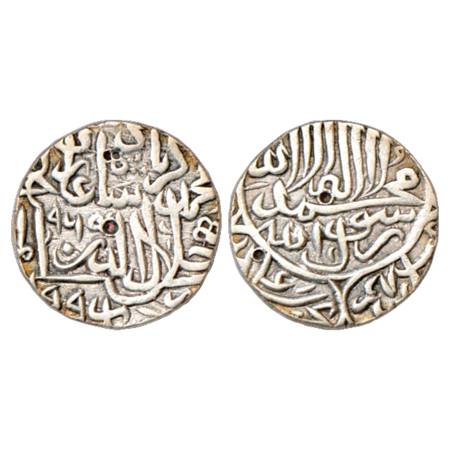 Akbar (1556-1605 AD), Silver Rupee, Hissar Firoza (partly visible) Mint, AH 965, Liddle Ak
