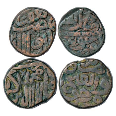 Akbar (1556-1605 AD), Copper Dam (2), (a) Dar al-Khilafah Jaunpur Mint, AH 97x, 20.14g. Ob