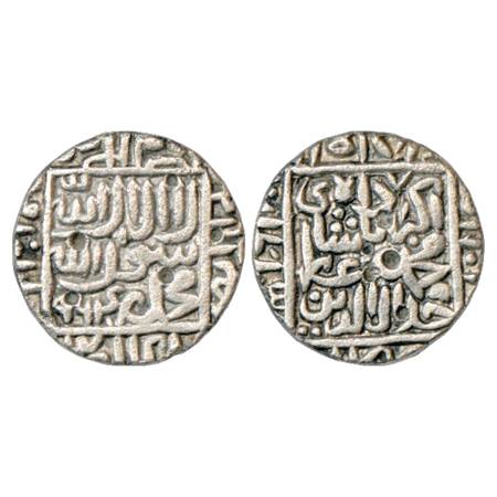 Akbar (1556-1605 AD), Silver Rupee, Kalpi (partly visible) Mint, AH 964, KM 80.11. Very Fi
