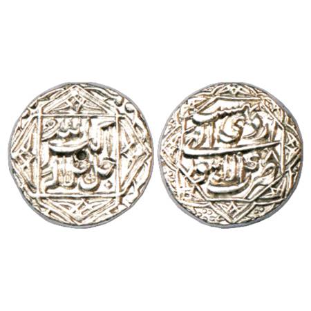 Akbar (1556-1605 AD), Silver Rupee, Lahore Mint, Ardibihist 48, legend within 4 pointed st