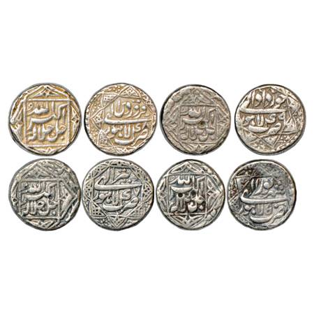 Akbar (1556-1605 AD), Silver Rupee (4), Lahore Mint, Farwardin, Khurdad, Tir and Shahrewar
