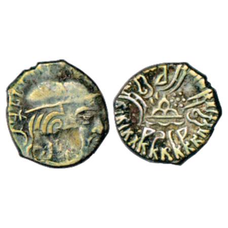 Western Kshatrapas, Simhasena s/o sister of Rudrasena III (378-384 AD), Silver Drachma, Ma