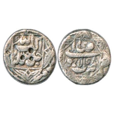 Akbar (1556-1605 AD), Silver ½ Rupee, Lahore Mint, Di 48, legend within 4 pointed star on 