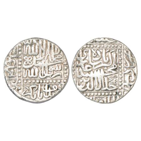 Akbar (1556-1605 AD), Silver Rupee, Dar ul-Khilafat Malpur (partly visible) Mint, AH 984, 