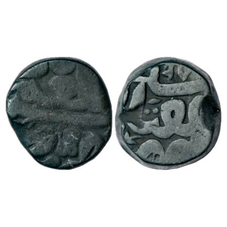 Akbar (1556-1605 AD), Copper Dam, Mun'imabad Mint, AH 97(0?), 20.12g. Obv: Date in words a