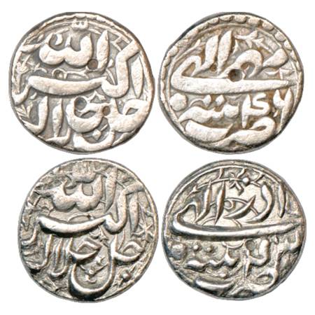 Akbar (1556-1605 AD), Silver Rupee (2), Patna Mint, Mihr 46 and Azar 43, KM 93.14. (2 Coin