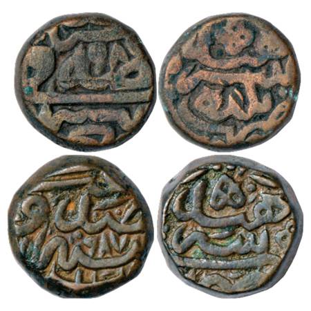 Akbar (1556-1605 AD), Copper Dam (2), (a) Baldah Sarhind Mint, AH 98(7), 19.75g. Obv: Date
