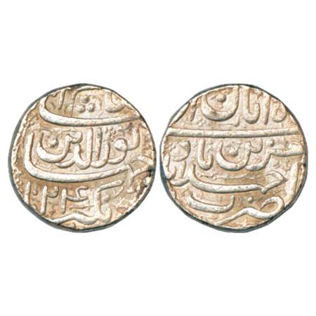 Jahangir (1605-1627 AD), Silver Rupee, Ahmadabad Mint, 'Muzaiyan' Couplet, Aban, AH 1024, 