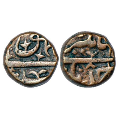 Jahangir (1605-1627 AD), Copper ½ Dam, 9.34g, Ahmadnagar Mint, KM 124.4. Very Fine, Very S