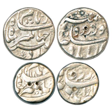 Jahangir (1605-1627 AD), Silver Rupee (2), Allahabad Mint, 'Hamisha' (off flan) Couplet, R